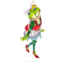 Frog in Dress Dancing Glass Christmas Ornament