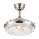 36" Brownesville Modern Chrome Downrod Mount Crystal Ceiling Fan with Lighting and Remote Control