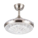 36" Brownesville Modern Chrome Downrod Mount Crystal Ceiling Fan with Lighting and Remote Control