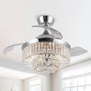 36" Broxburne Modern Chrome Downrod Mount Crystal Ceiling Fan with Lighting and Remote Control