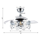 36" Broxburne Modern Chrome Downrod Mount Crystal Ceiling Fan with Lighting and Remote Control