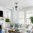 36" Broxburne Modern Chrome Downrod Mount Crystal Ceiling Fan with Lighting and Remote Control