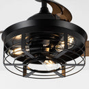36" Ganga Industrial Downrod Mount Ceiling Fan with Lighting and Remote Control