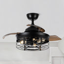 36" Ganga Industrial Downrod Mount Ceiling Fan with Lighting and Remote Control