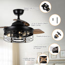 36" Ganga Industrial Downrod Mount Ceiling Fan with Lighting and Remote Control