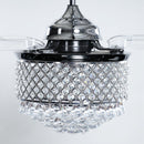 36" Madurai Modern Chrome Downrod Mount Crystal Ceiling Fan with Lighting and Remote Control