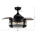 36" Punjab Modern Downrod Mount Ceiling Fan with Lighting and Remote Control