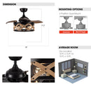36" Industrial Downrod Mount Ceiling Fan with Lighting and Remote Control