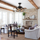 36" Industrial Downrod Mount Ceiling Fan with Lighting and Remote Control