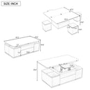 [Video Provided] U-Can Lift-Top Coffee Table with 4 Storage Stools, Modern Space Saving Center Table with Foldable Top, Multi-Functional Adjustable Coffee Table for Living Room