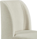 Beige Upholstered Dining Chairs Mid Back With Metal Legs 2