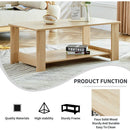 A modern and practical log colored textured coffee table,tea table. The double-layer coffee table is made of MDF material. Suitable for living room 43.3"x21.6"x16.5"