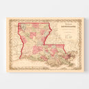 Vintage Map of Louisiana 1855