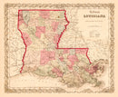 Vintage Map of Louisiana 1855