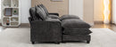 Modern Chenille Upholstered Sectional Sofa with Ottomans, USB Ports, Cup Holders, and Storage in Grey