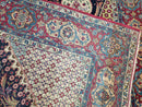 Antique Persian Tehran Rug 5x8, Midnight Blue and Red, Hand-Knotted, Wool