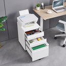 Contemporary 3 Drawer Mobile Filing Cabinet With Lock, Metal Office Storage For Legal / Letter Size