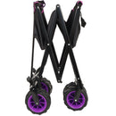 360° Rotating Rear Wheel Heavy-Duty Folding Wagon – Multi-Use Garden Cart with All-Terrain Wheels, Dual-Color (Black & Purple) Design for Camping, Beach, Picnic & Outdoor