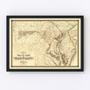 Vintage Map of Maryland 1841
