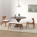 Alfred Round Solid Wood Rustic Dining Table 46.5 Inch Diameter Trestle Pedestal