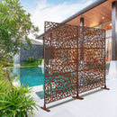 Outdoor & Indoor Privacy Screen Metal Privacy Screen 76' H×48' W, Freestanding Decorative Privacy Screen for Deck Balcony Patio, Rust Red Steel