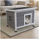 Cat House Waterproof Feral Kitty Shelter Outdoor Indoor Rabbit Hutch for Bunnies,Cats,Dogs and Other Small Animals,Asphalt Roof