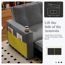 Gray Queen CorduroyTexture Transformable Sofa Bed USB