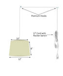 12"W 1 Light Swag Plug-In Pendant  Drum Egg Shell Shantung Shade White Cord