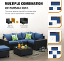 Six Piece All Weather Outdoor Wicker Sectional Sofa Set