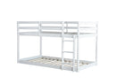 Solid Wooden , Solid Rubber Wooden Twin over Twin Floor Bunk Bed with Ladder ,Upper and Bottom Bed Platforms crafted with Strengthened Slats, White
