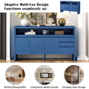 U_Style 60' 3-Door Sideboard with 3 Drawers - Modern Solid Ash Veneer MDF Sideboard, Semi-Open Shelf & Center Semi-Circular Cutout in Back Panel, Large Storage Cabinet for Living Room, Hallway, Dining