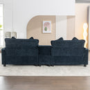 Contemporary Chenille Upholstered Sectional Sofa with Ottomans, USB Ports, Cup Holders & Storage, Blue