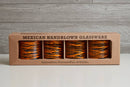 Mexican Handblown Glasses - Orange Swirl Set of 4