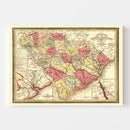 Vintage Map of South Carolina 1849
