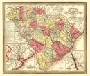 Vintage Map of South Carolina 1849