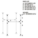 1 in. Heavy Duty H Round Flange Desk Main. Leg - 1 Leg