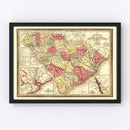 Vintage Map of South Carolina 1849