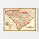 Vintage Map of South Carolina 1876