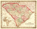 Vintage Map of South Carolina 1876