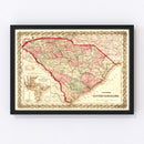 Vintage Map of South Carolina 1876