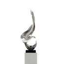 Flame 65" Tall Floor Sculpture // Chrome with White Stand