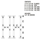 3/4 in. H Round Flanges Pipe Kit for Bench Legs