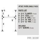 3/4 in. H Pipe Desk Main. Leg - 1 Leg