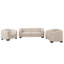 Modern Velvet Upholstered 3-Piece Sofa Set with Rubber Wood Legs in Beige