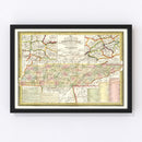 Vintage Map of Tennessee 1851