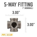 1 in. Black 5-Way Fitting