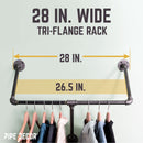 28 in. Tri-flange Wall Mounted Clothing Rack By PIPE DECOR