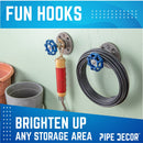Blue Industrial Spigot Wall Hook with Flange (2-Pack)