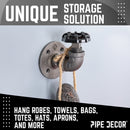 Black Industrial Curved Spigot Wall Hook with Flange (2-Pack)