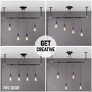 Black Spider Pendant Light Kit with Pipe Bar Hanging Accessory and 4 Adjustable Arms